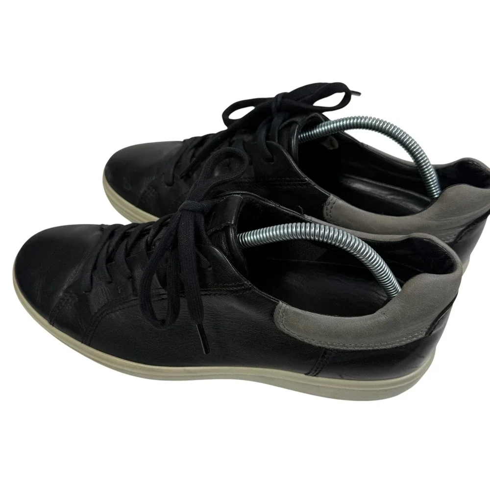 ECCO Soft 7 Mens Black Leather‎ Low Top Sneakers 470054-52570 Size 10-10.5 EU 44